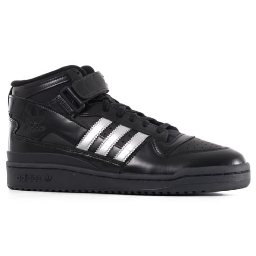 adidas Men's Black Athletic High-Top Sneakers with Silver Stripes